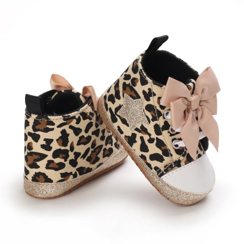Baby Girls Leopard Sneakers Shoes High Top Ankle Soft Sole Infant Toddler First Walk Shoes4