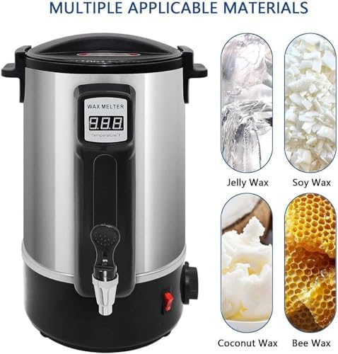 30L Electric Paraffin Wax Heater with Temperature Control, Stainless Steel Candle Melter, Fast Pouring, No Clogs, Easy Clean for Spa & DIY Waxing