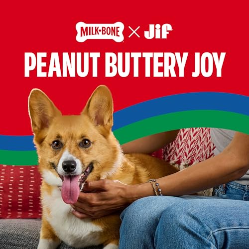 Image of Milk-Bone Peanut Buttery Dipped Dog Biscuits with Jif Peanut Butter, 32 Oz. Bags (Pack of 4)