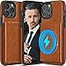LOHASIC for iPhone 14 Pro Max Wallet Case, Compatible with Mag-Safe, 6 Card Holder Phone Cover Men Women, Magnetic Wireless Charging, Detachable Back Leather Credit Slot, 6.7 Inch, 5G, 2022 - Brown