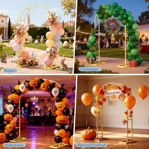 image for DEVISEFUN Arch Backdrop Stand,6.6FTx3.5FT Metal Pergola Arbors,Gold Ga