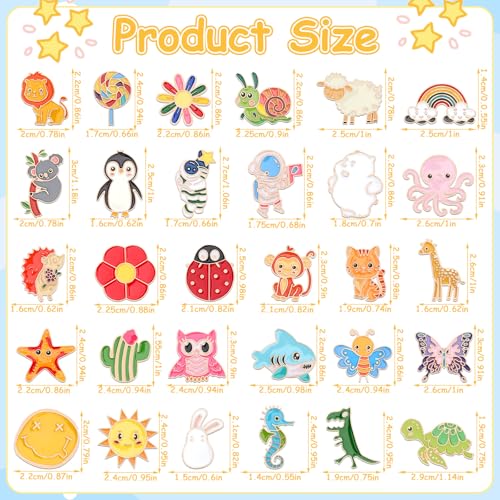 sannix 60pcs enamel pins cute funny enamel lapel pins bulk set cartoon brooch pins button badges for backpacks clothes bags hats accessories 30 styles