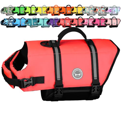 VIVAGLORY Rip Stop Dog Life Vest, Swimming Vest with Handle, Buoyancy for Doggy Puppy, Dog Life...