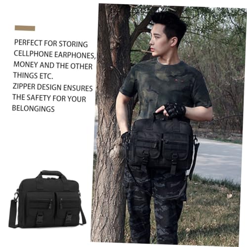 Cross Body Laptop Briefcase Fashionable Man Storage Bag in Camouflage Zipper Pockets for Cellphone Earphones Money2