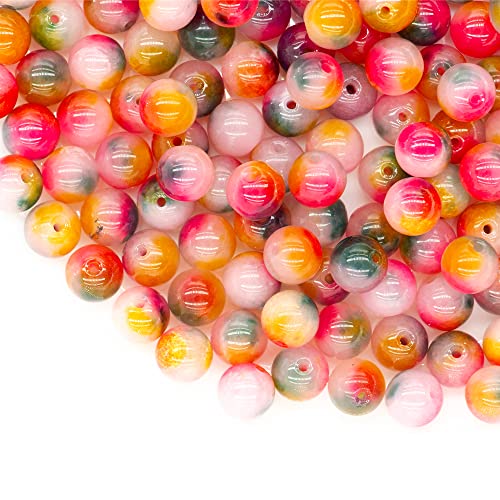 Natural Stone Beads 100pcs,10MM Round Genuine Real Stone Beading Loose Gemstone Hole Size 1mm DIY Round Stone Beads for Bracelet Necklace Earrings Jewelry Making (Colours Round Beads 100pcs,10MM)