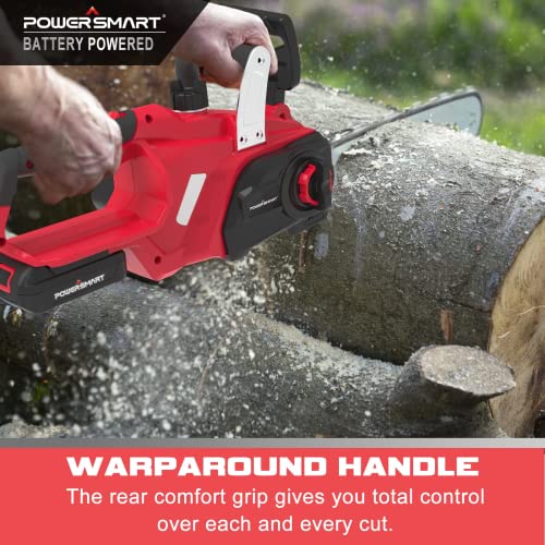 Powersmart Electric Chainsaw 20V Battery Powered, Cordless Chain Saw With 10 Inch Chain And Bar, 2.0Ah Battery And Fast Charger Included, Power Chainsaw For Trees Wood Farm Garden Ranch Forest Cutting #TOP5