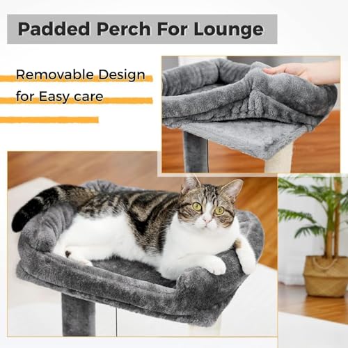 Árbol para gatos con poste rascador y cama 50 cm gris miniatura 5