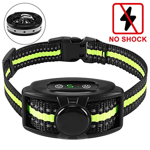 Flittor Bark Collar, NO Shock Anti Barking Dog Collars with Rechargeable Adjustable Sensitivity