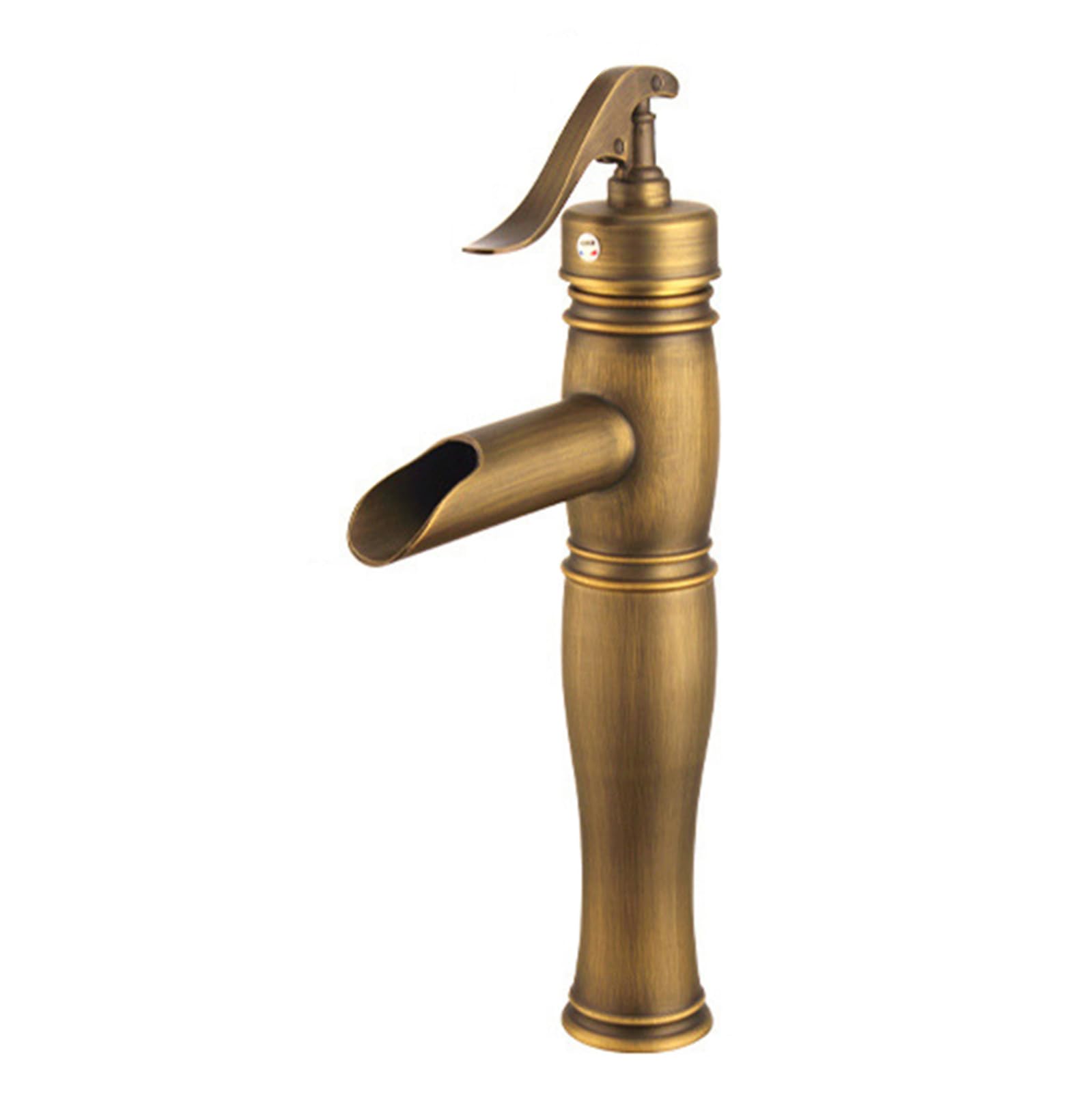 DFGHNBVC High Waterfall Basin Taps Retro Single Hole High Rise Basin Mixer Tap Hot And Cold Bathroom Faucet Retro Black,Antique