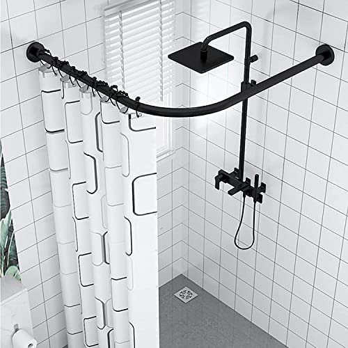 Tringle à rideau de douche incurvée extensible noire sans perte d'espace