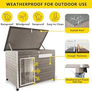 34" L Dog House Outdoor,Indoor Dog Kennel for Small & Medium & Large Dogs with Openable Asphalt Roof,100% Natural Fir Wood Outdoor Indoor Dog Houses with Removable Floors,Raised Feet,Grey 34″ L Dog House Outdoor,Indoor Dog Kennel for Small & Medium & Large Dogs with Openable Asphalt Roof,100% Natural Fir Wood Outdoor Indoor Dog Houses with Removable Floors,Raised Feet,Grey