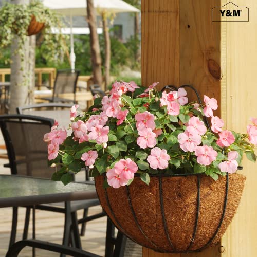 Y&M 16 Inch Pre-Formed Half Round Coco Fiber Hanging Basket Liner, Half Round Coco Replacement Liner - 2pcs