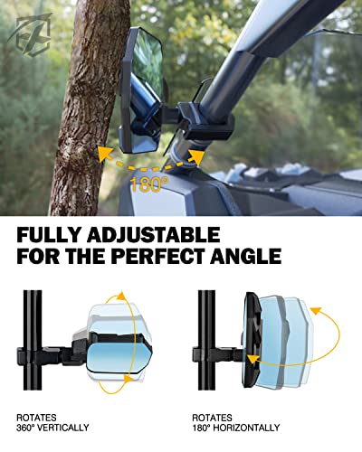 Xprite Utv Rzr Side Rear View Mirrors W/Led Lights, Heavy-Duty Aluminum Rearview Mirror Compatible 1.75"-2" Roll Cage Bar For Side By Side, Sxs, Polaris Xp Turbo, Can-Am Maverick X3, Kawasaki Mule #TOP3