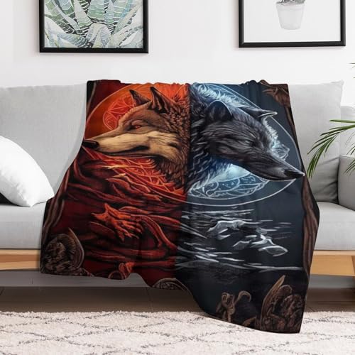 Manta de sofá con diseño de lobo para tardes frías en casa 3