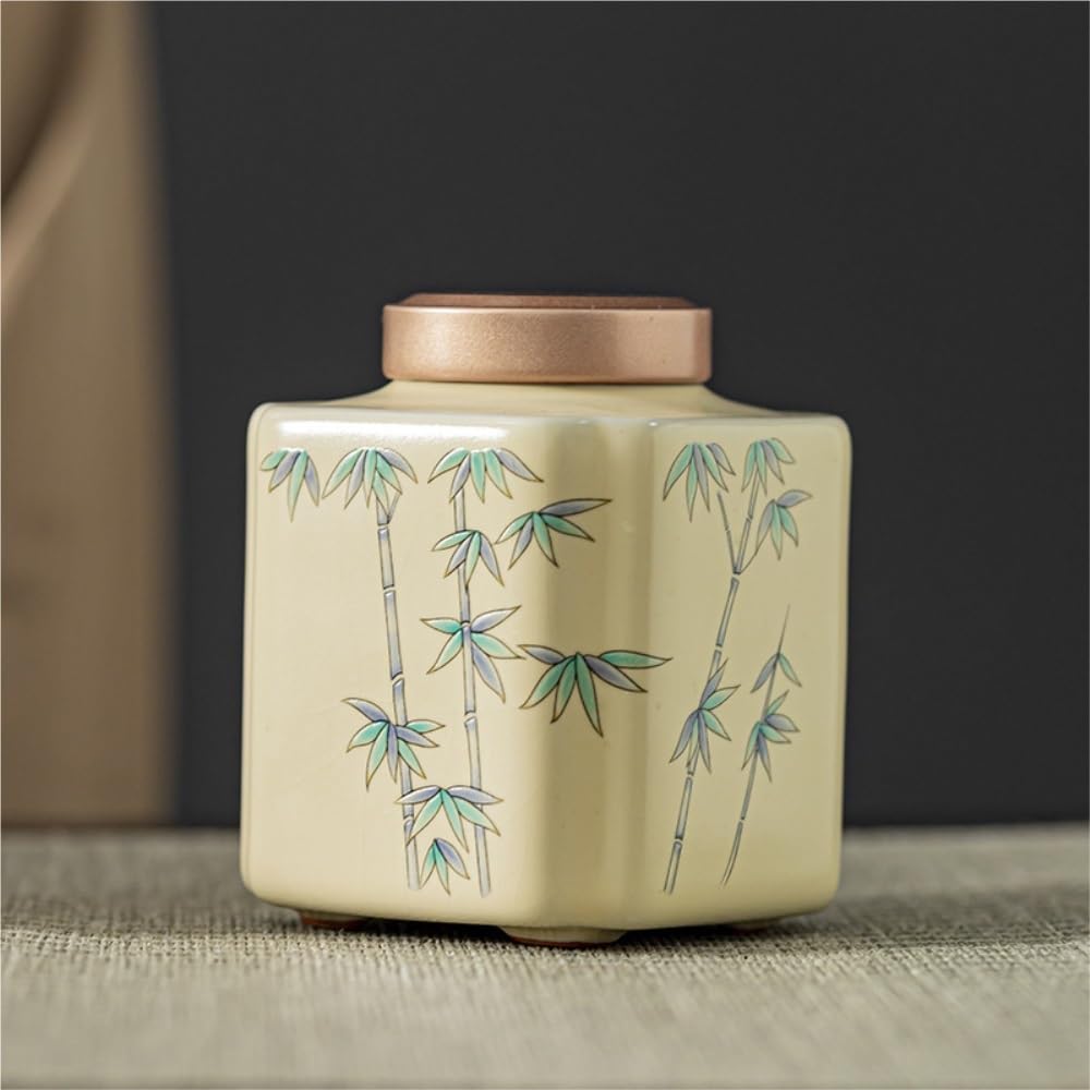 Tarros de Té Tarro de almacenamiento de té beige a granel, tarro de cerámica sellado, recipiente de almacenamiento for el hogar, tarro de almacenamiento de té, pequeño almacén de té Recipientes para G