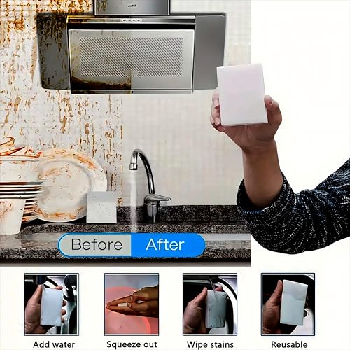 Image of 12 Powerful Magic Sponges Cleaning Eraser Melamine Sponge Foam Pads,Multi-Functional Household Cleaning Kitchen Dish Sponge for Furniture,Bathroom,Bathtub, Sink,Floor, Baseboard, Wall Cleaner