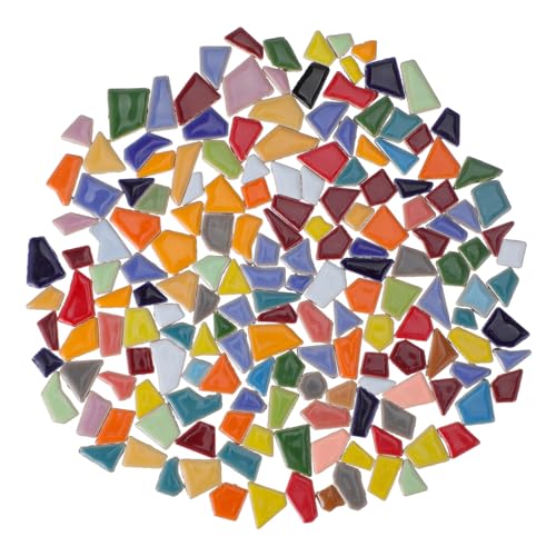 Angoily Azulejos De Cerámica y Piedra Irregular Surtido Para Bricolaje, Colores Vibrantes, Piezas Particuladas, Apto Para Proyectos Manuales y Decoración Del Hogar o Jardín, Paquete De 200 g