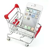 SMTSMT Supermarket Handcart Shopping Utility Cart Mode Storage Basket Desk-Red