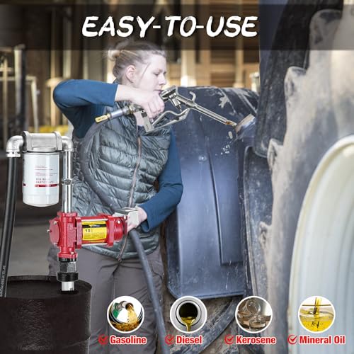 Image of TRUPOW 12V DC 10GPM Self-priming Gasoline Diesel Oil Fuel Transfer Explosion-proof Pump Kit with with Particulate Filter and Nozzle for Gasoline Diesel Kerosene & More
