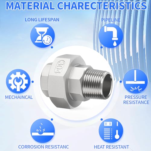 Image of ChillWaves 304 Stainless steel Cast Pipe Fitting, Union，2 inch NPT Male x 2 inch NPT Female，Thread Adapter(1-PACK)