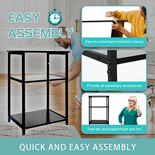No More Tag 3-Tier Bookcase Industrial Bookshelf Wood And Metal Frame Standing Shelves Modern Bookshelf Bookcase Display Office Storage Rack For Entryway Living Room Bedroom Home Office Kitchen Black #TOP6