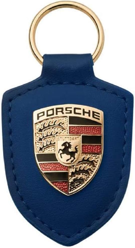 Original Porsche Coat of Arms Key Pendant Blue 911 Boxster Cayman Panamera Cayenne