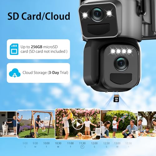 image for Leibuu 4K Dual Lens Solar Security Cameras Wireless Outdoor, 2.4/5G Wi