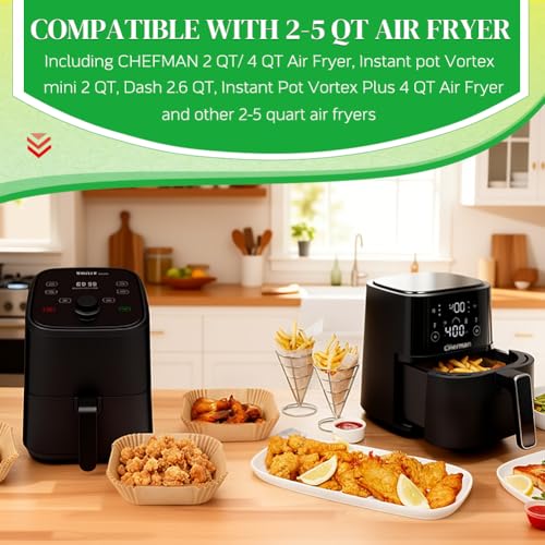 Image of BYKITCHEN 300PCS Small Square Air Fryer Paper Liners for 2 to 5QT Airfryer