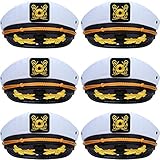 SATINIOR 6 Pack Yacht Captain Hats Cotton Yacht Hats Adjustable Navy Sailor Hats Captain Cap for Men...
