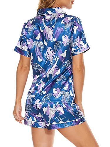 Ventelan Women's Pajama Set Plus Size Super-Soft Short & Long Sleeve Top With Pants Two-Piece Pjs Set,3Xl Blue #TOP6