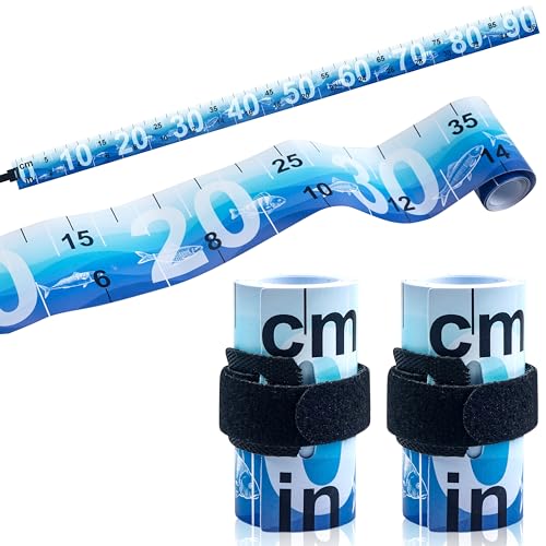 Fish Ruler Fish Measuring Tape 2 Packs 36in/90cm Folding Fishing Ruler Roll Up Fishing Tape Measure with Storage Strap Waterproof PVC Fish Measuring Tool for Boat Kayaks