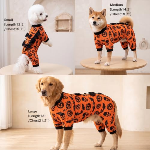 Dog Halloween Pajamas for Small Medium Breeds, Pumpkin Ghost Dog Onesies, Halloween Pet Outfit Clothes, Soft 4-Way Stretch Doggie Pjs Costumes for Halloween Party Photos - image 8
