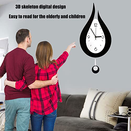 Bluond Wall Clock Battery Operated Silent Non-Ticking Wall Clocks,20.4 Inch Water Droplet Design Acrylic Swing Wall Clock For Indoor Kitchen Office Decorative #TOP1