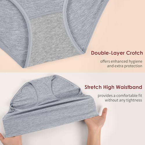 Image of Womens Underwear Full Coverage Panties for Ladies Soft Breathable Cotton Briefs High Waisted Hipster