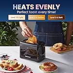 Elite Gourmet ECT1027B Cool Touch Toaster with 6 Temperature Settings & Extra Wide 1.25" Slots for Bagels, Waffles, Specialty Breads, Puff Pastry, Snacks, ETL Certified, 2 Slices, Black - Image 2