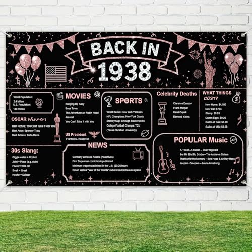 Image of BlissYard Rose Gold 80th Birthday Party Backdrop 71x43 Inch