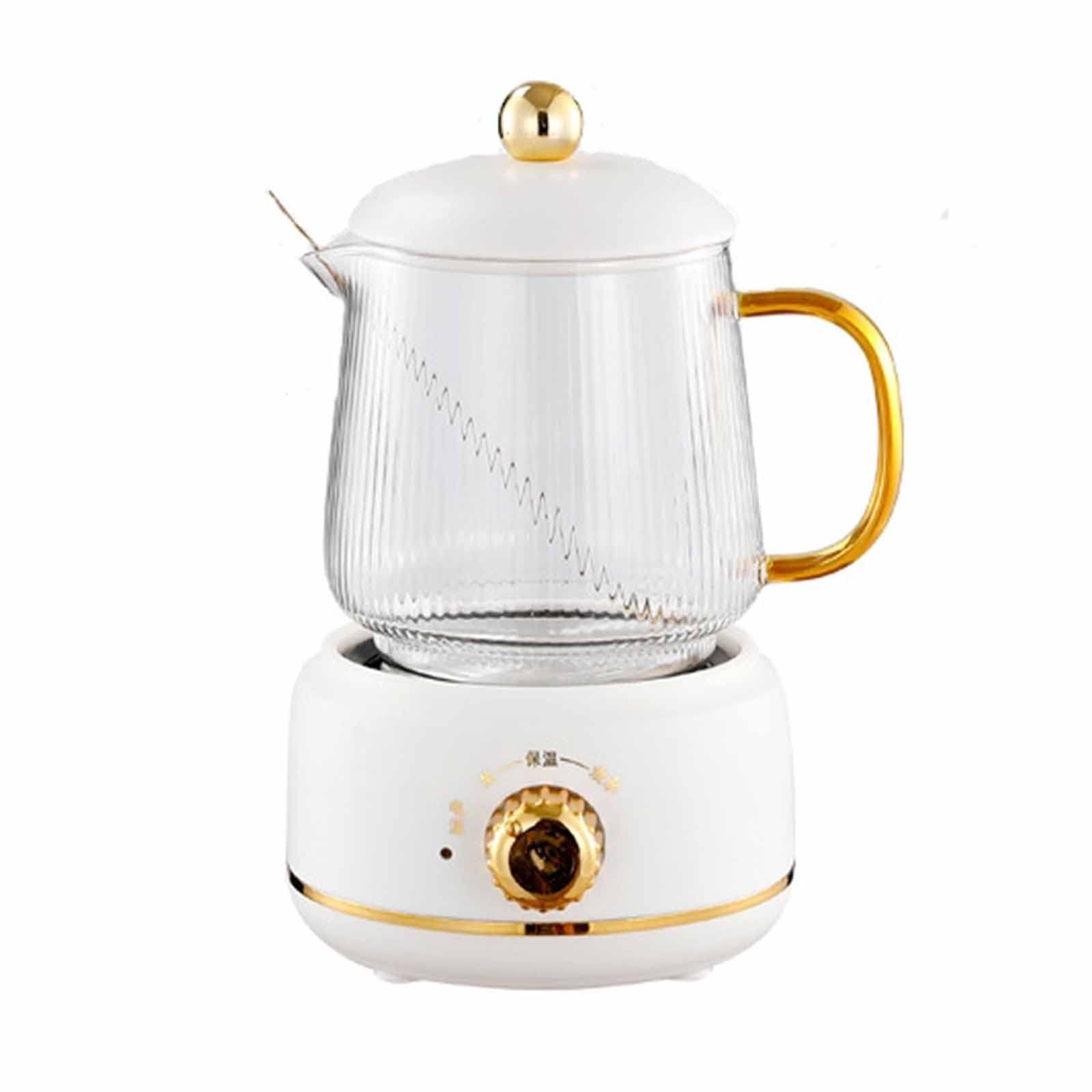 Electric kettle, 600ML Mini HGlass Automatic Thickening Glass Multi-Function Boiling Teapot Low Noise Cooking 360W(White) 600ML White