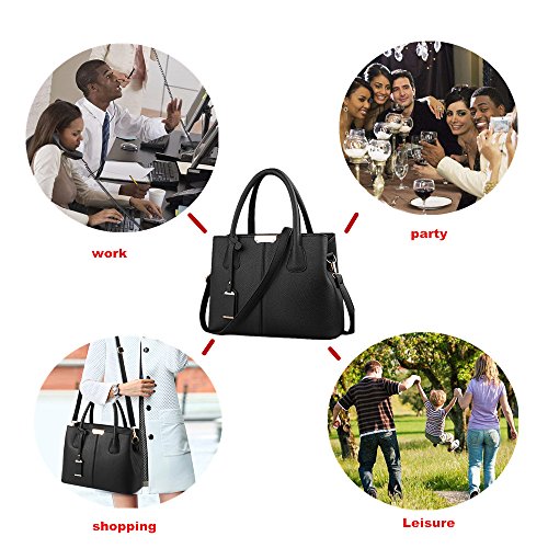 Bolsa feminina B&E Life elegante de couro PU vertical, alça superior, bolsa sacola, bolsa sacola, Pr