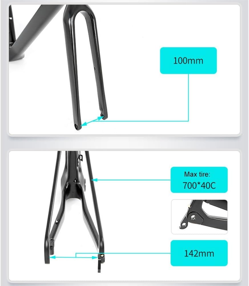 TUJISEK Carbon Fiber Frame Road Bikes Frameset with Fork Disc Brake XC Frame 45CM/48CM/51CM/54CM Thru Axle Front 12 * 100mm Rear 12 * 142mm Routing Internal for 700C Wheel