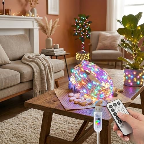 Image of 5M /50 LEDs /String /Strip Smart Magic LED Fairy Light with Remote Control, USB Powered, DIY Rope Light for Festival, Indoor Room & Home Decoration Light (M /Fairy String Light)