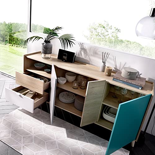 Mobelcenter-Mueble-Aparador-3-Puertas-2-Cajones-1-Hueco-Buffet-Moderno-Armario-Auxiliar-Comedor-Color-Blanco-Natural-Esmeralda-y-Gris-Medidas-Ancho-180-cm-x-Fondo-43-cm-x-Alto-75-cm-1341