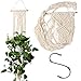 Suspension Plantes Macramé Corde de Coton Pot Suspendu Plante Intérieur Extérieur Porte Pot Macramé Style Bohême pour Balcon Décoration du Jardin