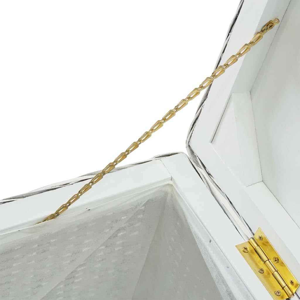Baúl blanco de 110 cm de mimbre natural Kubu con marco de madera maciza de caoba, banco acolchado con espacio de almacenamiento, tapa abatible para pasillo, dormitorio y entrada