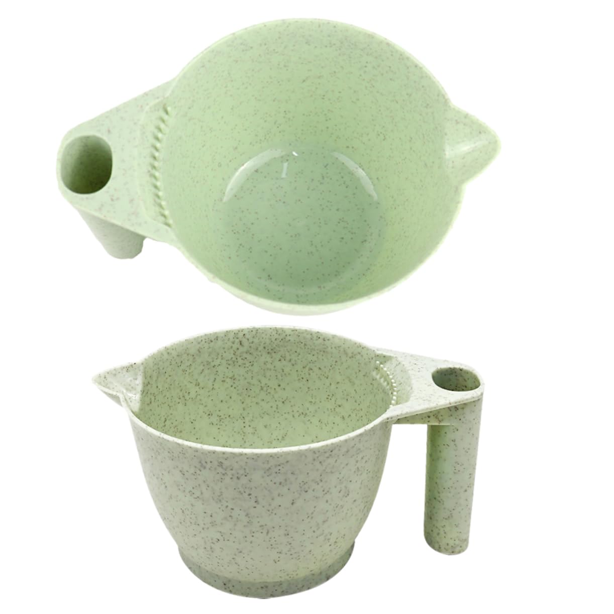 IWOWHERO Tint Bowls for Hair Dye 2pcs Green Mixing Bowls Ergonomic Handle Pp Material Salon Home Use