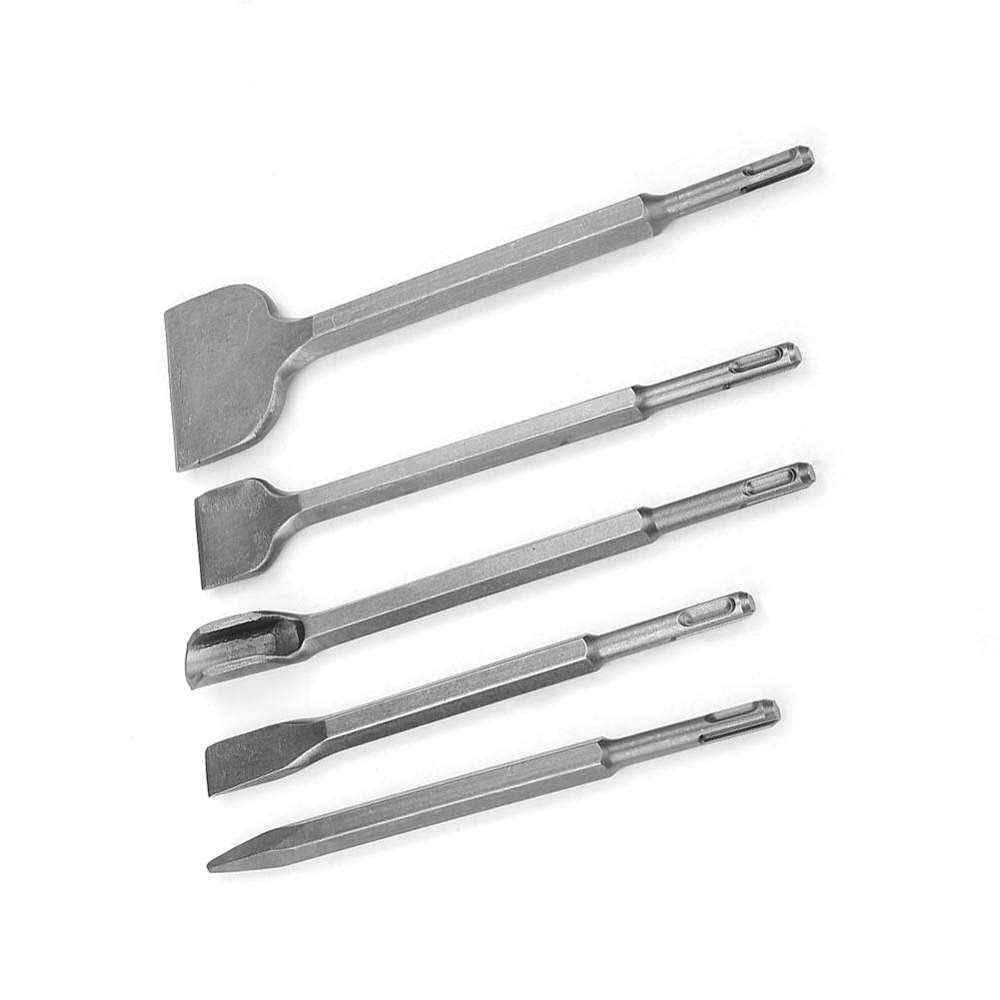 Set di 5 punte di scalpello di tipo diverso per martello perforatore elettrico, come mostrato