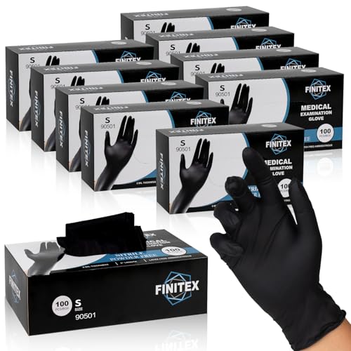 Image of FINITEX Black Nitrile Disposable Medical Exam Gloves 6.3mil Food Cleaning