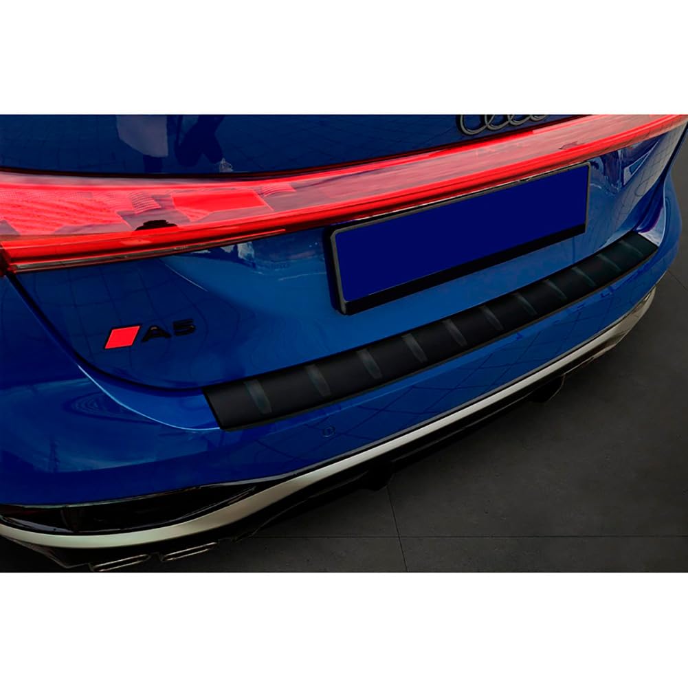 Avisa Matt Black Stainless Steel Rear bumper protector compatible with Audi A5 Avant (B10) 2024- 'Ribs'
