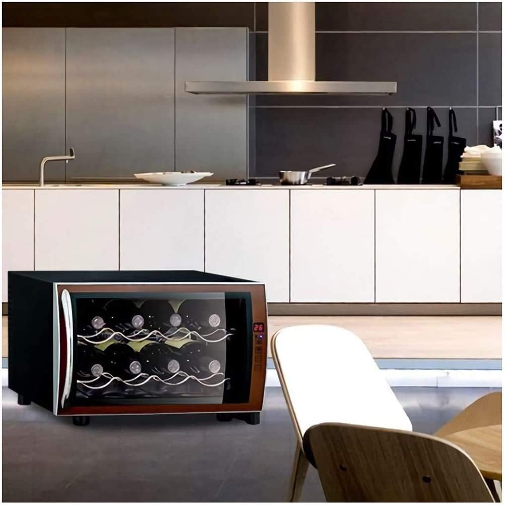 8 Bottle Mini Wine Cooler Fridge Small Countertop Thermoelectric Wine Cellar Refrigerator Wine Cabinet with Fridge Space Bar Cabinets for Liquor and Galsses for