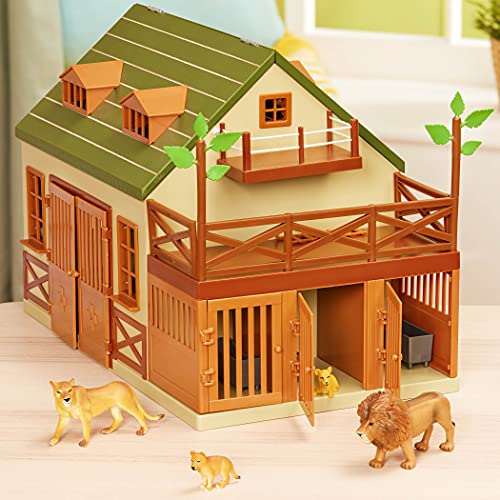 Image of Terra by Battat Animal Hospital Wooden Vet Clinic Toy Barn Playset | 15-piece wooden animal hospital with openable rooftop, ladder, 5 fences, 2 trees, exam table and scale, Playsets, 3+ Years