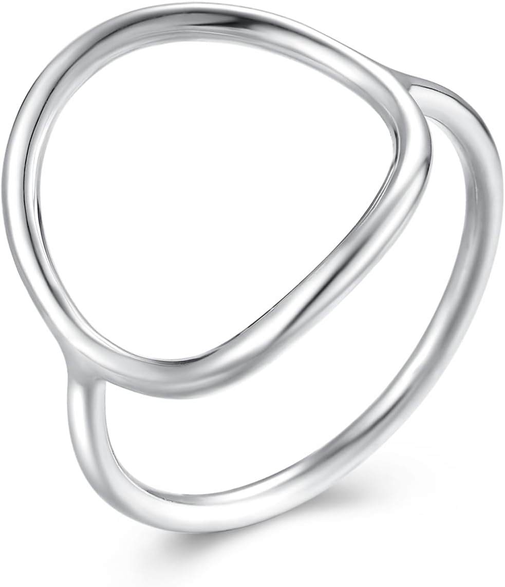 LUKRAY 'Karma' Sterling Silver Rings for Women, Chunky Statement Rings, Class Rings, Oval Rings, 925 Sterling Silver